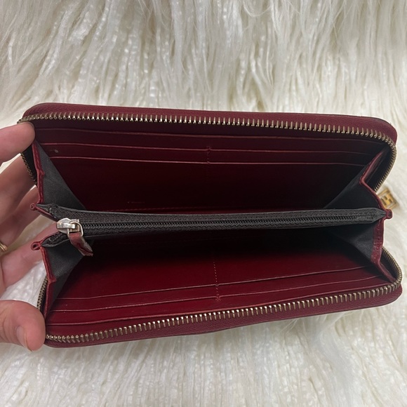 Fendi Burgundy Zucca Canvas Zip Around Wallet w/COA - Picture 8 of 17